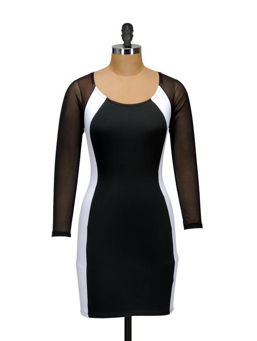 monochrome poly knit sheath dress - 854732 - Very Small Image - 1
