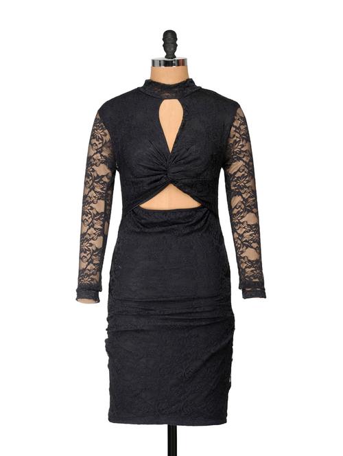 front knot lace black dress - 854791 - Very Small Image - 1