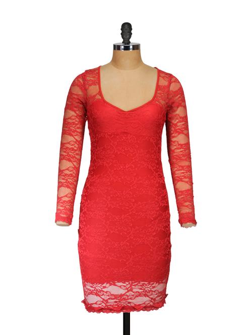 siren red lace bodycon dress - 854796 - Very Small Image - 1