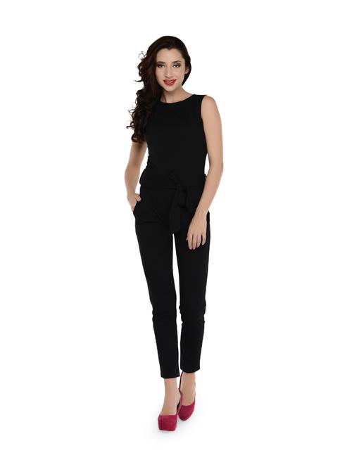tie front round neck jumpsuit - 857220 - Very Small Image - 1