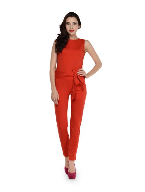 tie front round neck jumpsuit - 857222 - Very Small Image - 1