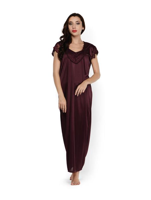 wine lace trimmed nighty - 857243 - Very Small Image - 1