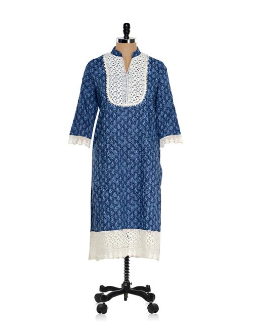 lace detail patterned kurti - 857581 - Very Small Image - 1