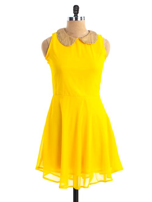 yellow georgette dress - 858001 - Very Small Image - 1