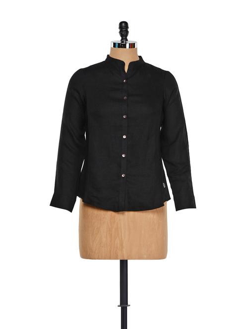 plain black linen shirt - 859500 - Very Small Image - 1