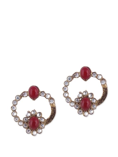 red and white kundan earrings - 859565 - Very Small Image - 1