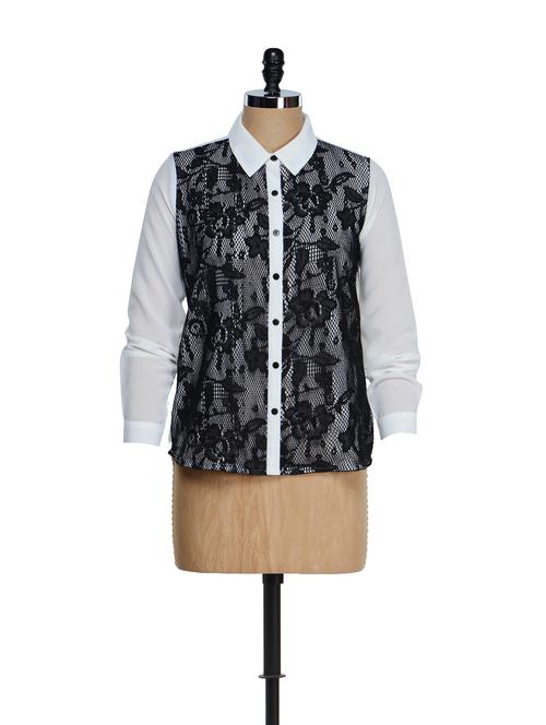 lace work monochrome shirt - 860605 - Very Small Image - 1