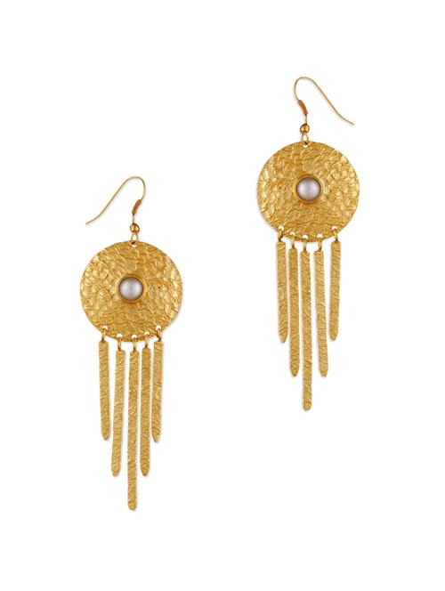 tasselled gold disc danglers - 861102 - Very Small Image - 1