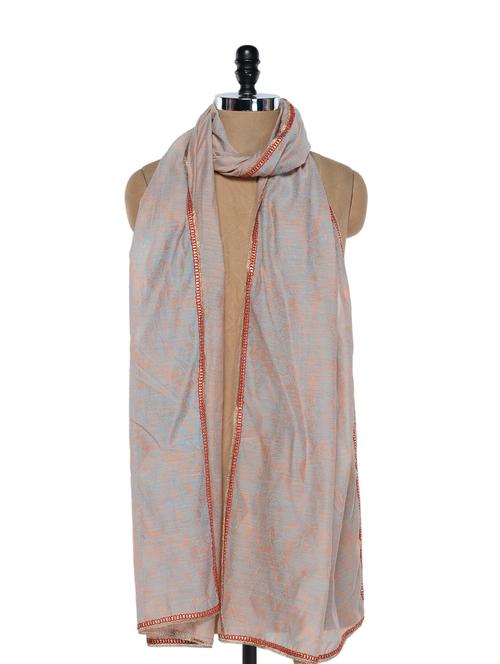 dual tone printed silk stole - 863400 - Very Small Image - 1