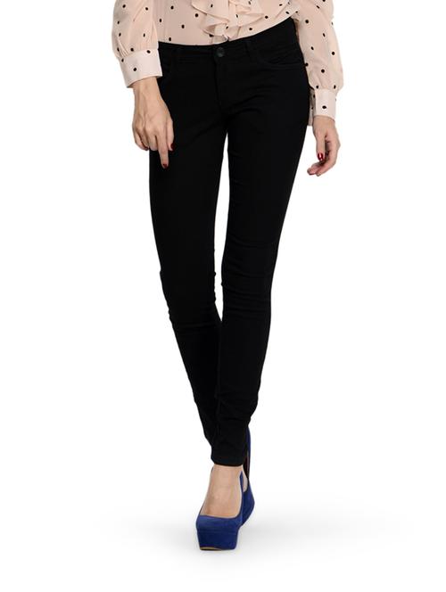 jet black fitted zipper pants - 864101 - Very Small Image - 1