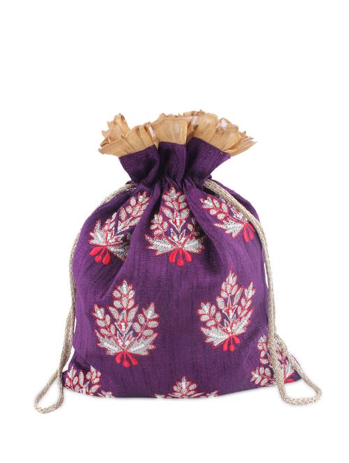 purple leaf flat potli - 866154 - Very Small Image - 1