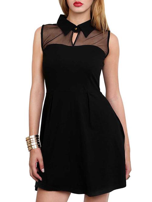 collared black mesh dress - 886292 - Very Small Image - 1