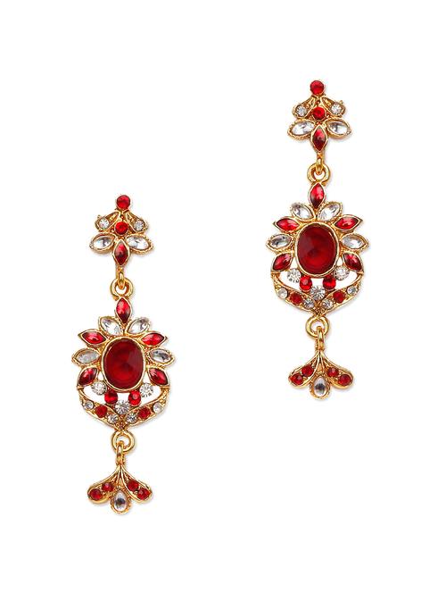 red and white crystal long earrings - 887559 - Very Small Image - 1