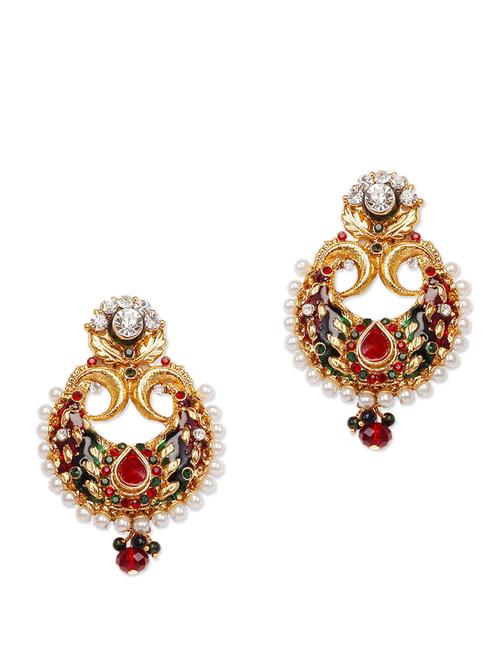 crystal studded chaandbali earrings - 887576 - Very Small Image - 1