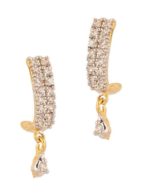 Subtle Earrings with A CZ Drop - 890106 - Very Small Image - 1