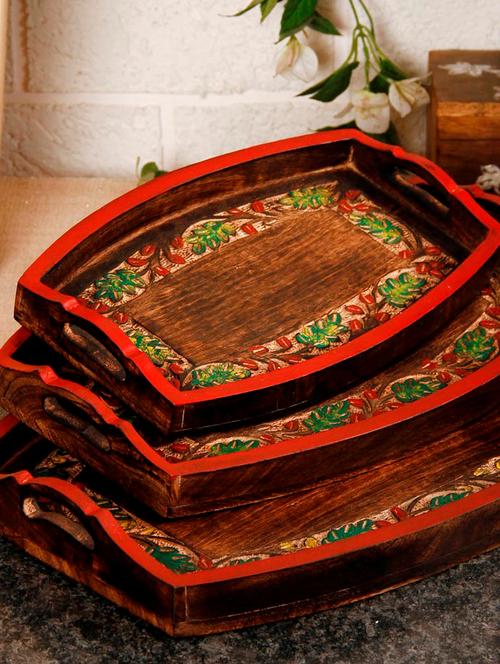 hand painted set of 3 trays - 891766 - Very Small Image - 1