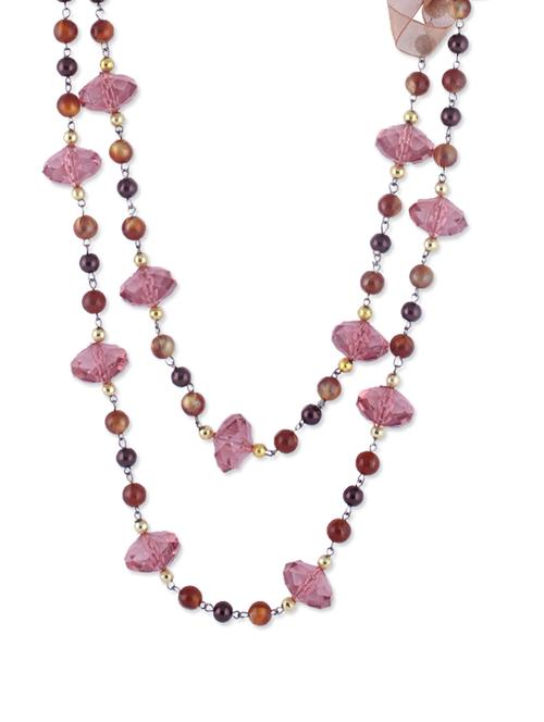 pink beaded double layered necklace - 892756 - Very Small Image - 1