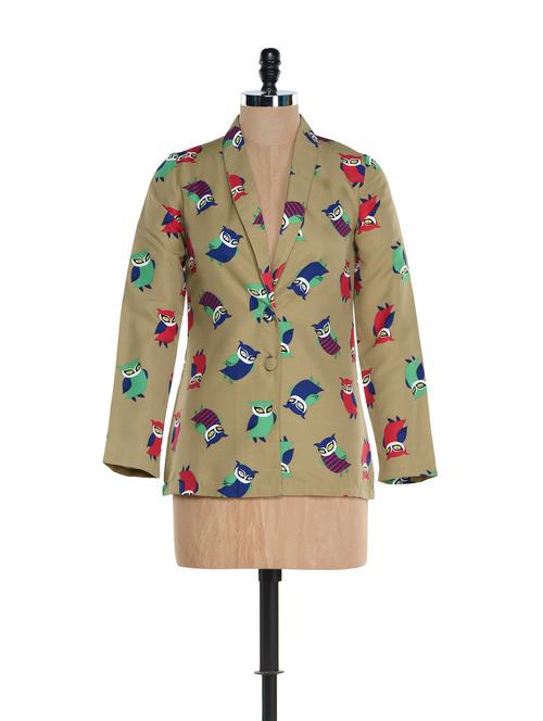 owl print polyester waistcoat - 894342 - Very Small Image - 1