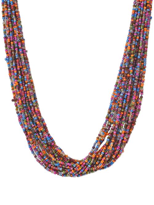 multicolor seed bead tribal necklace - 895622 - Very Small Image - 1