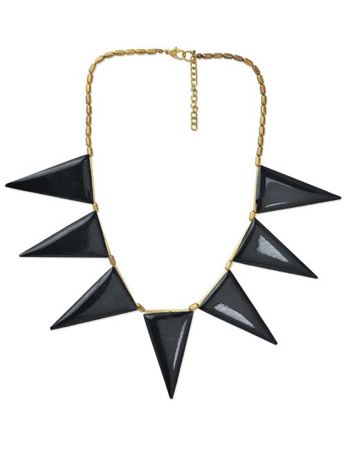 enamelled black triangle necklace - 895674 - Very Small Image - 1