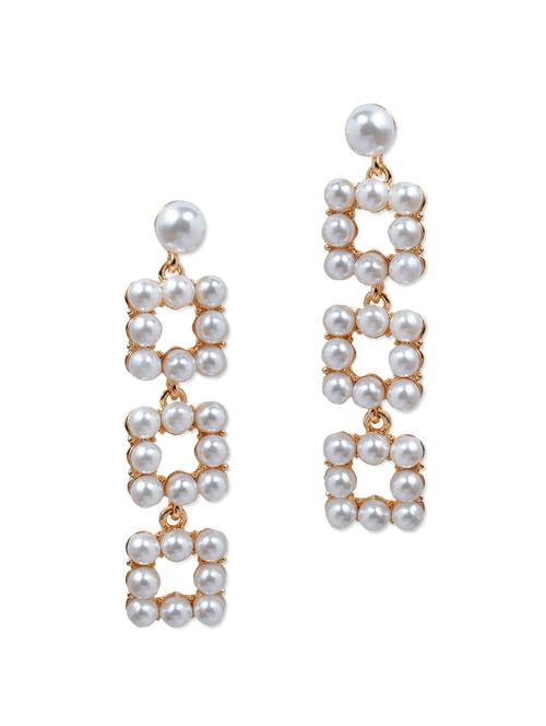 white three square synthetic pearl earrings - 895855 - Very Small Image - 1
