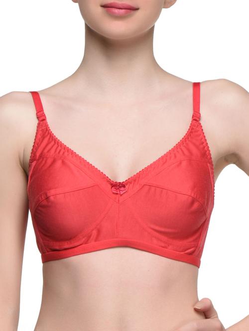 orange plain solid cotton bra - 896559 - Very Small Image - 1