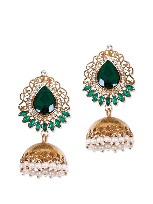 emerald green and gold jhumkis - 896949 - Very Small Image - 1