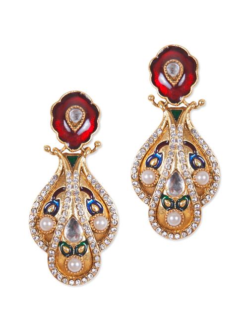fancy multicolour earrings with red enamel - 897032 - Very Small Image - 1