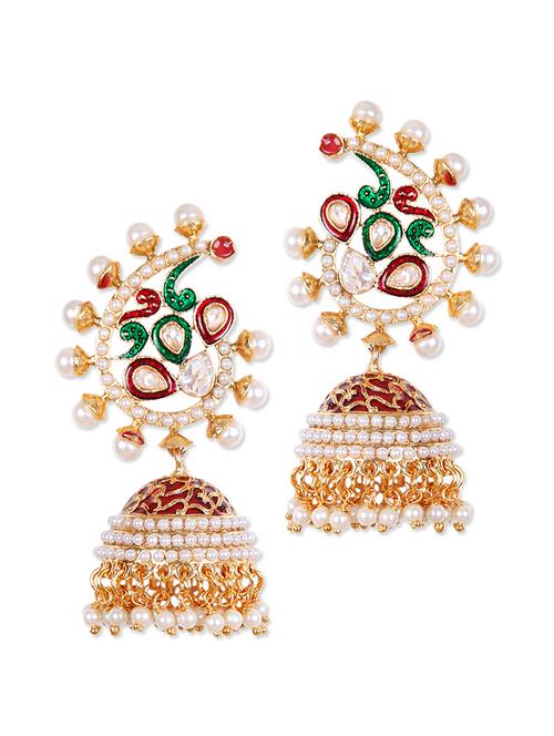 exquisite multicolour meena jhumkis - 897042 - Very Small Image - 1
