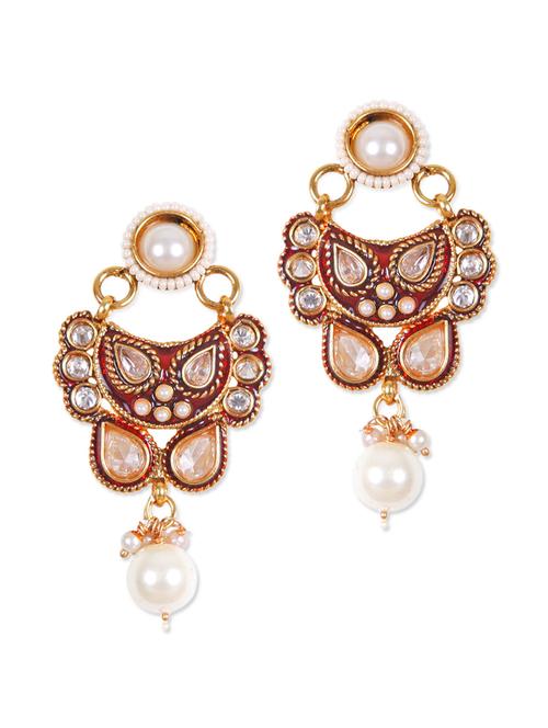 red and gold drop earrings - 897089 - Very Small Image - 1