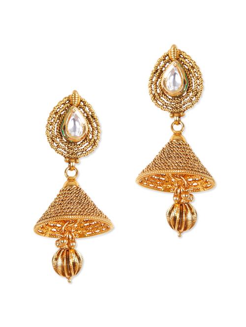 traditional gold jhumkis - 897100 - Very Small Image - 1