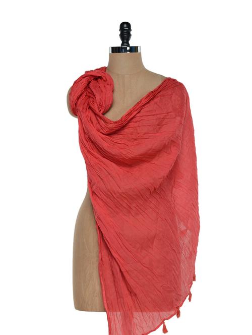 red cotton dupatta - 897366 - Very Small Image - 1