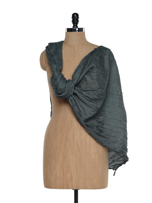 crushed grey dupatta with tassels - 897373 - Very Small Image - 1