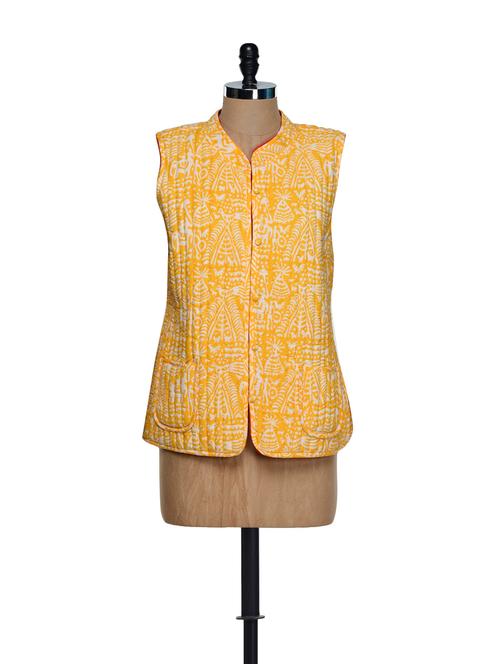 reversible cotton jacket in yellow and red - 897417 - Very Small Image - 1