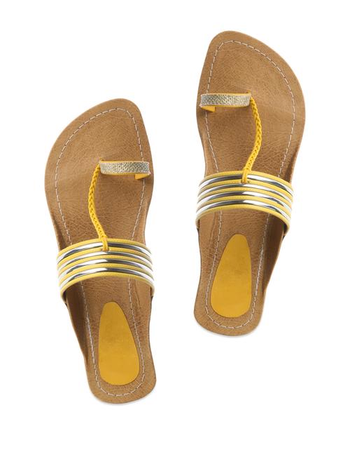 yellow leatherette kolhapuri - 898512 - Very Small Image - 1