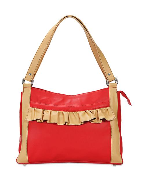 striking red tote with beige ruffles - 899179 - Very Small Image - 1