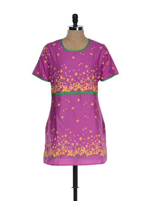 purple cotton straight kurti - 899535 - Very Small Image - 1