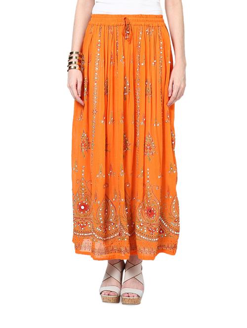 jaipuri cut tangerine maxi skirt - 899863 - Very Small Image - 1