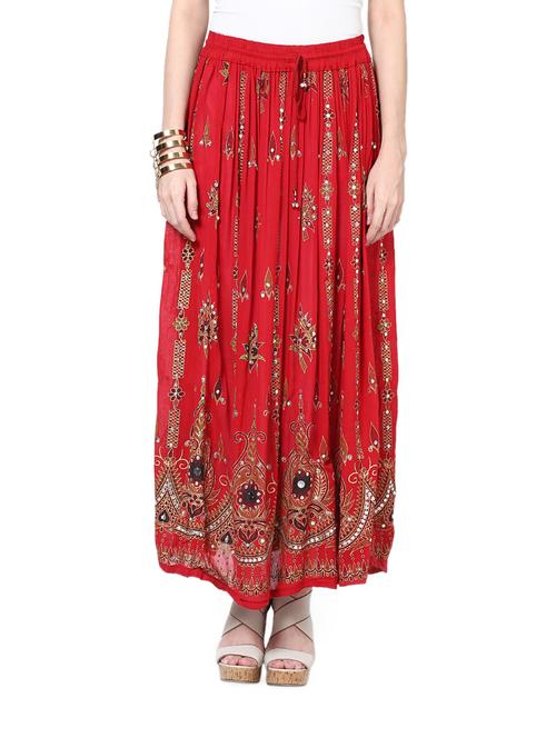 jaipuri print red maxi skirt - 899868 - Very Small Image - 1