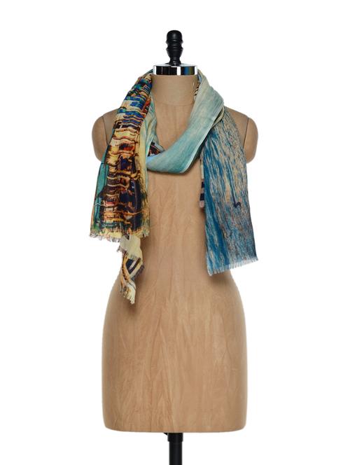 multi coloured trendy scarf with digital prints - 901260 - Very Small Image - 1
