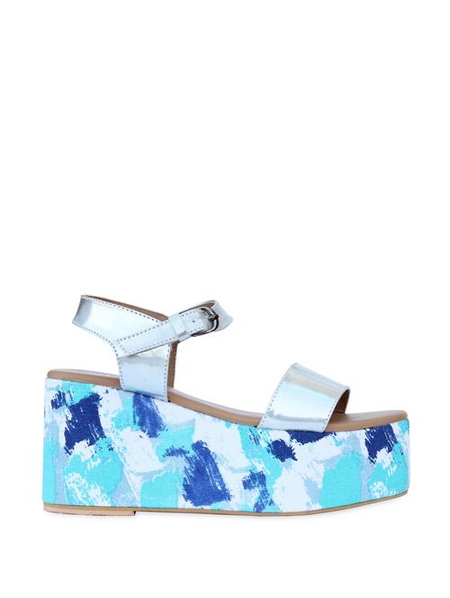 trendy blue and silver strappy platform heels - 902432 - Very Small Image - 1