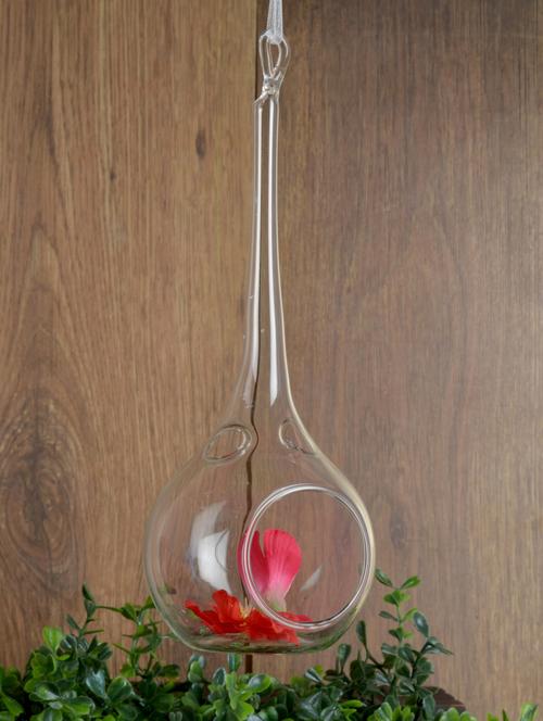 teardrop glass hanging tealight holder - 902765 - Very Small Image - 1