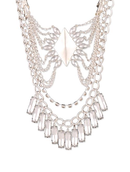 silver necklace embellished with white stones - 904412 - Very Small Image - 1
