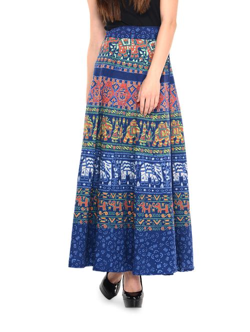 blue elephant print wrap around skirt - 904489 - Very Small Image - 1