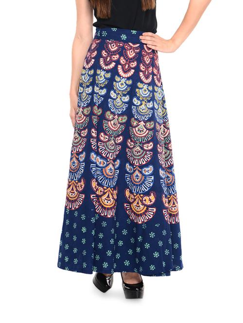 blue ethnic print wrap around skirt - 904494 - Very Small Image - 1