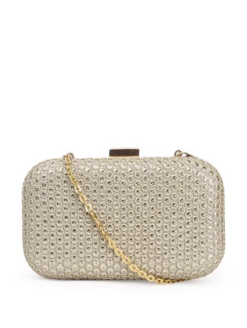 dusty gold clutch with zari work - 904995 - Very Small Image - 1