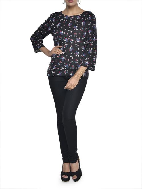 black floral back button top - 906559 - Very Small Image - 1