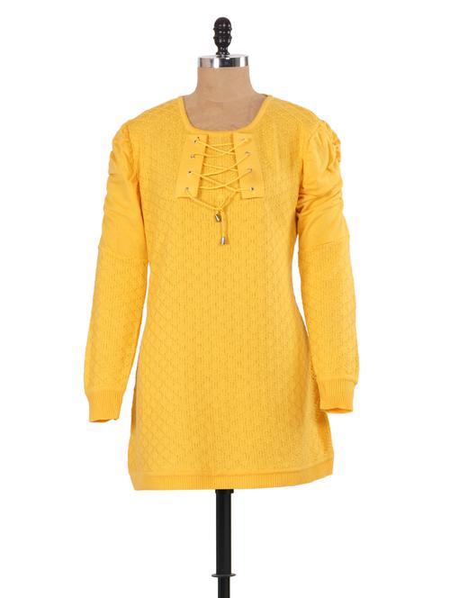 solid yellow knitted tunic - 908519 - Very Small Image - 1