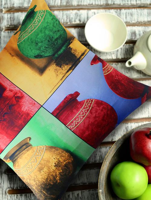traditional pot print multi-coloured cushion cover - 909054 - Very Small Image - 1