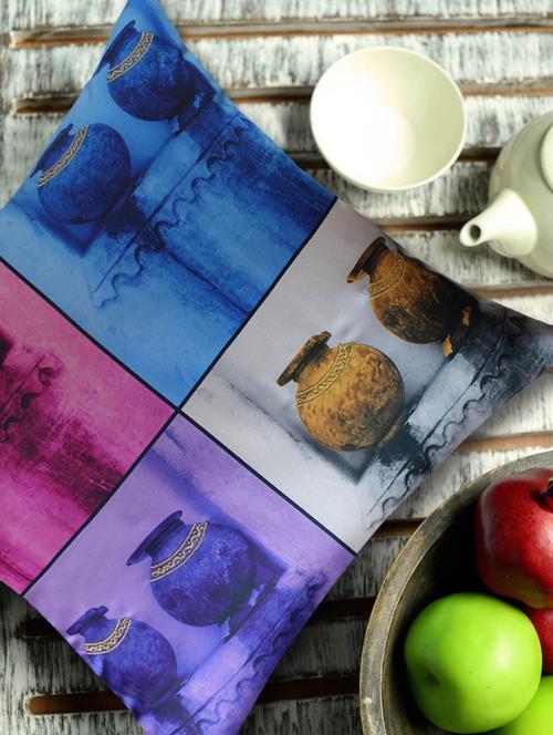 traditional pot print multi-coloured cushion cover - 909055 - Very Small Image - 1